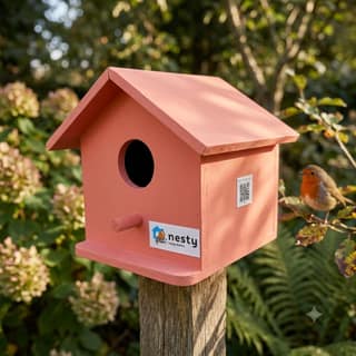 Nesty Wooden Bird House for Outdoor Garden Decor and Nesting | Peach Colour | 6 x 6.5 x 7 Inch