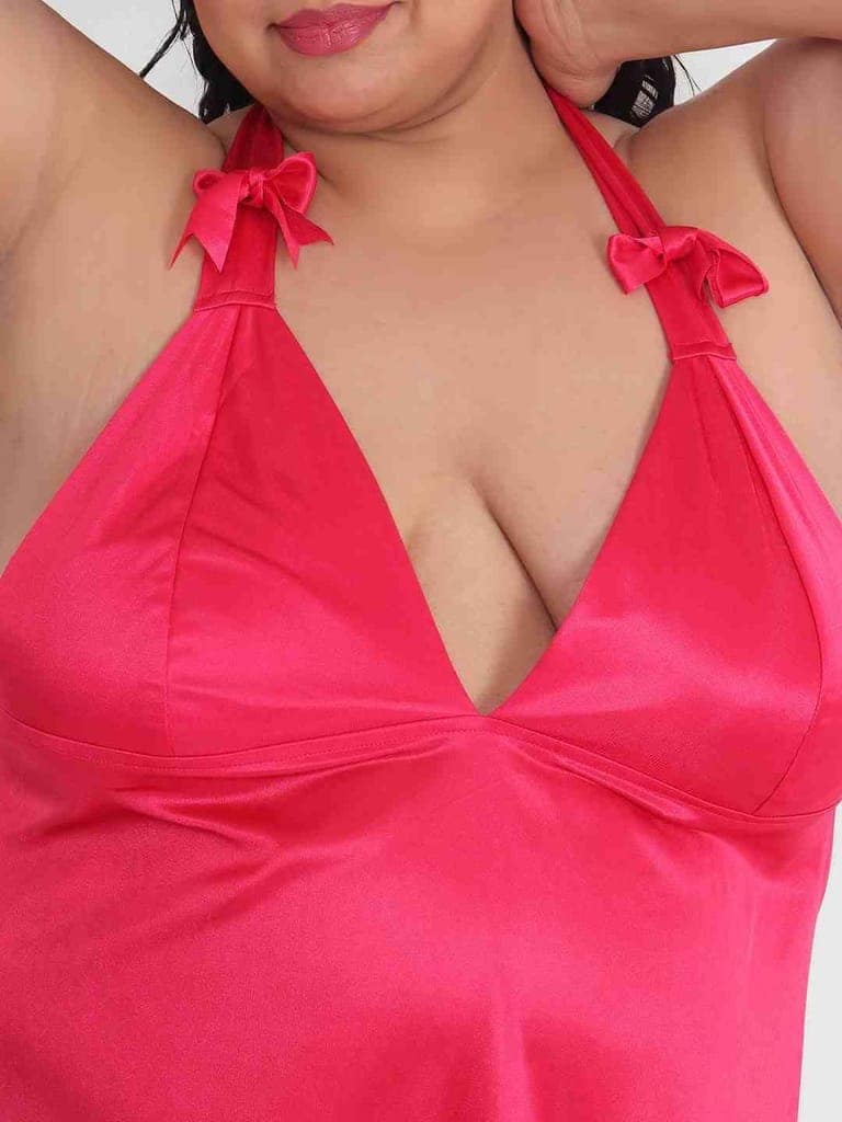 Plus Size Sexy Solid Cherry Honeymoon Babydoll Bikini Dress BB41C view 7