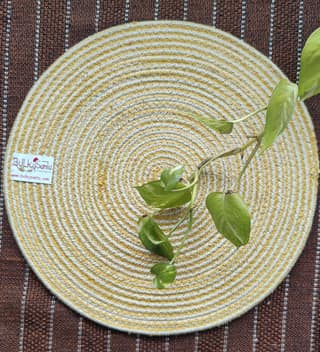 Round table mats cotton placemats (pack of 1) | Dining table mats 14", Heat Resistant, Reversible Use (Yellow) by Bulky Santa