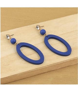 SILVER SHINE Antique Natural Wooden Diamond Dangler Earrings for Girls and Women.