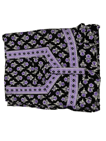 Women's Cotton Nightgown, Purple Floral Print, Knee-Length, Round Neck, Short Sleeves, view 3