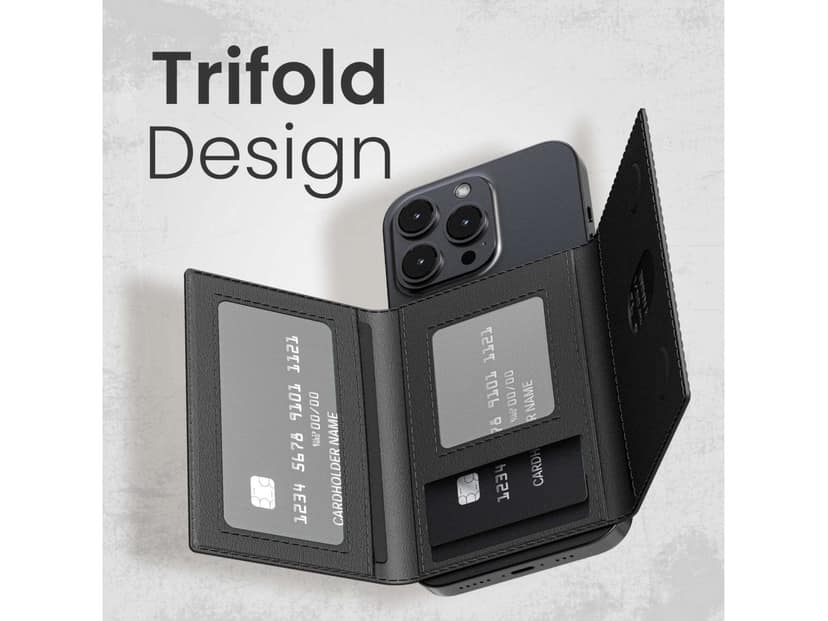 Portronics Wallet X Trifold Design, PU Premium Leather, 6 Card Slots, Mobile Stand - Black view 2