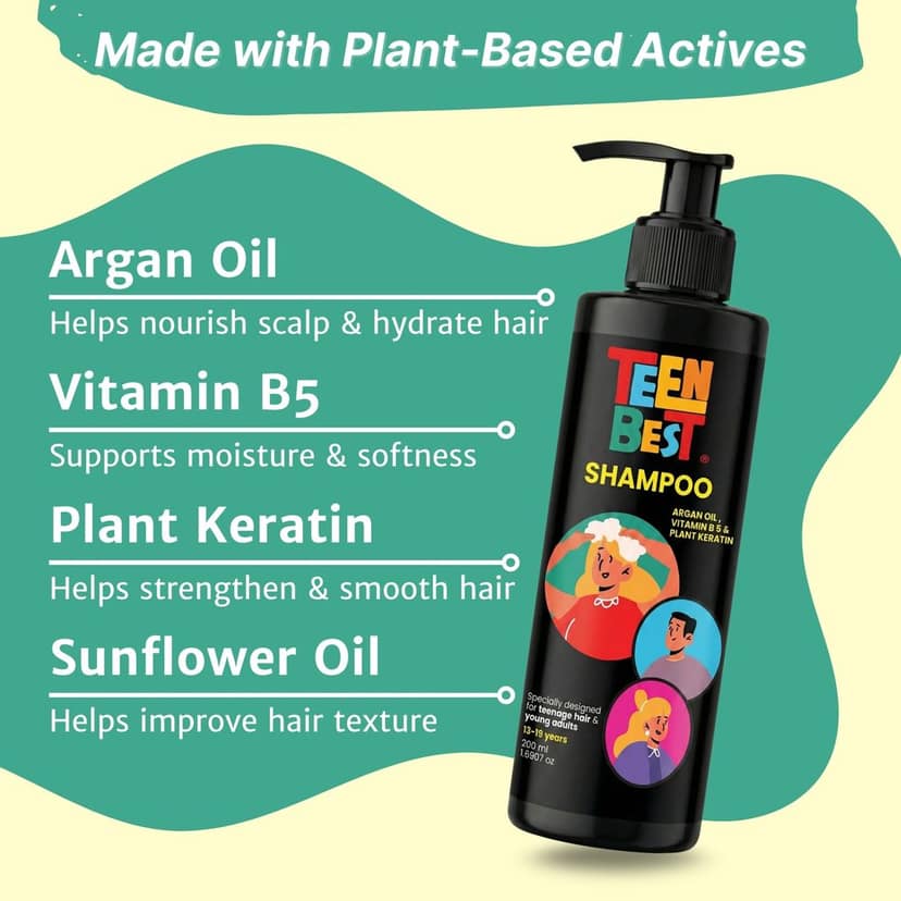 Healthbest Teens Shampoo 200 ml - Gentle Daily Cleanser for Oily & Sweaty Scalp - Paraben & Sulphate Free - For Boys & Girls 13-19 Years view 3