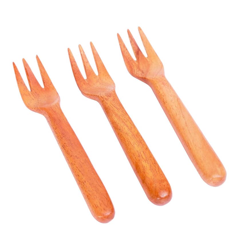 Neem Wood Fork set of 3 (18.3 cm each)