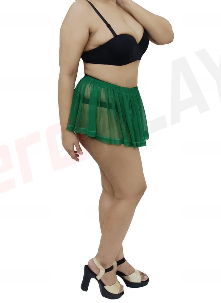 Girls and Women Casual, Beach, Swim, Honeymoon and Club Wear Transparent Green See Through Micro Skirt view 3