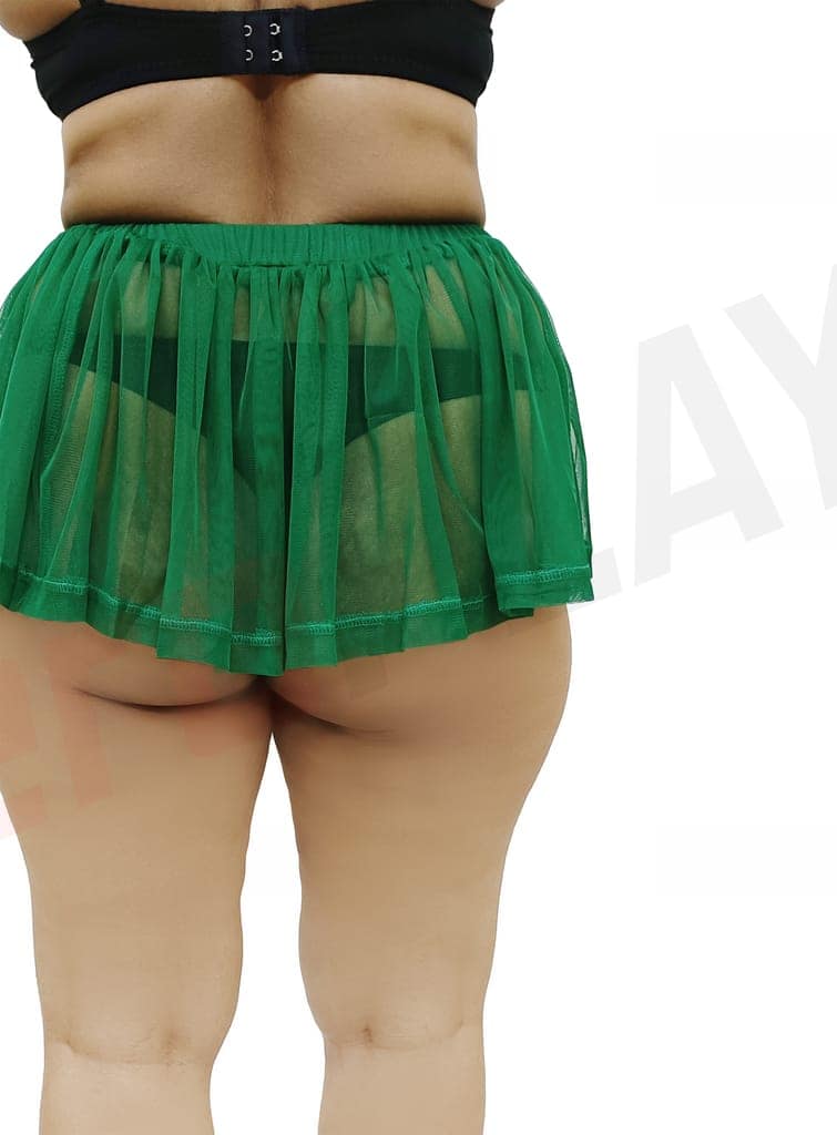 Girls and Women Casual, Beach, Swim, Honeymoon and Club Wear Transparent Green See Through Micro Skirt view 4