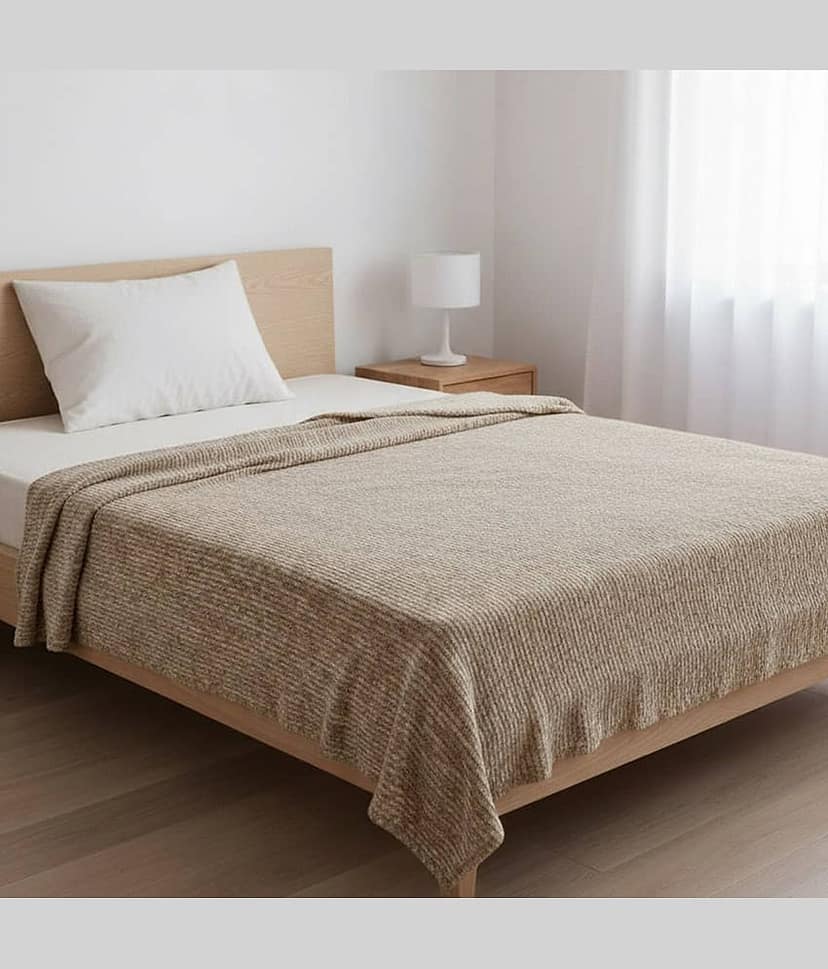 Valtellina Fleece Striped Single Bed Blanket ( 240 cm x 135 cm ) - Brown ( Pack of 1 )