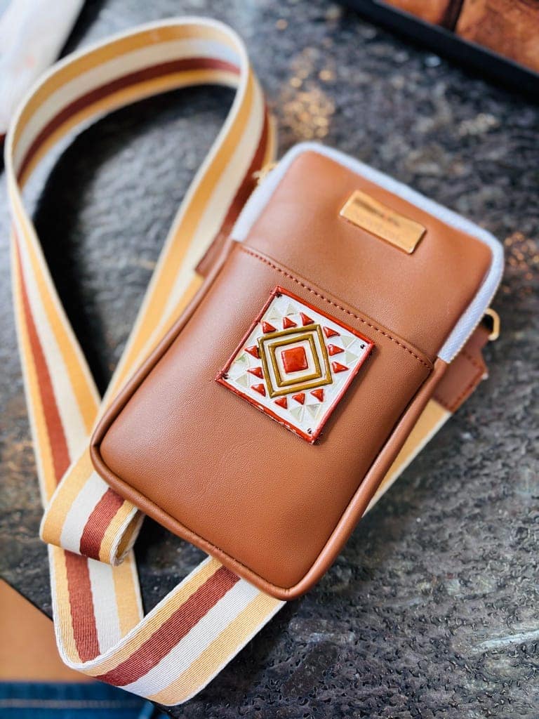 Earthy Charm Handcrafted Lippan Art Mobile Sling view 5