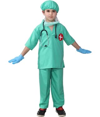 Kaku Fancy Dresses Surgeon Dress For Kids /Doctor Costume with Pla Tools/ Our Helper Costume - Green, 7-8 Years, For Boys & Girls