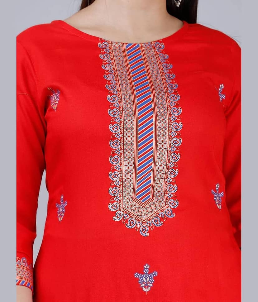 MAUKA - Red Straight Rayon Women's Stitched Salwar Suit ( Pack of 1 ) view 2