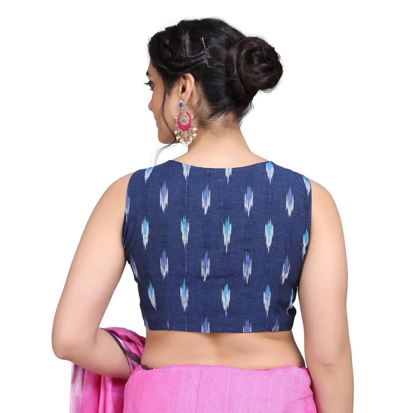 Ikkat Sleeveless blouse, blue view 2