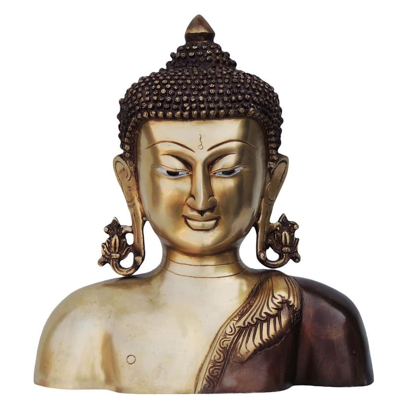 Brass Antique Buddha Head Idol - Vintage Home Decor Statue, Height : 10 Inch (BSMAS725) view 2
