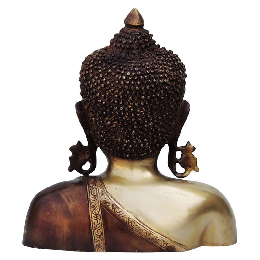 Brass Antique Buddha Head Idol - Vintage Home Decor Statue, Height : 10 Inch (BSMAS725) view 3
