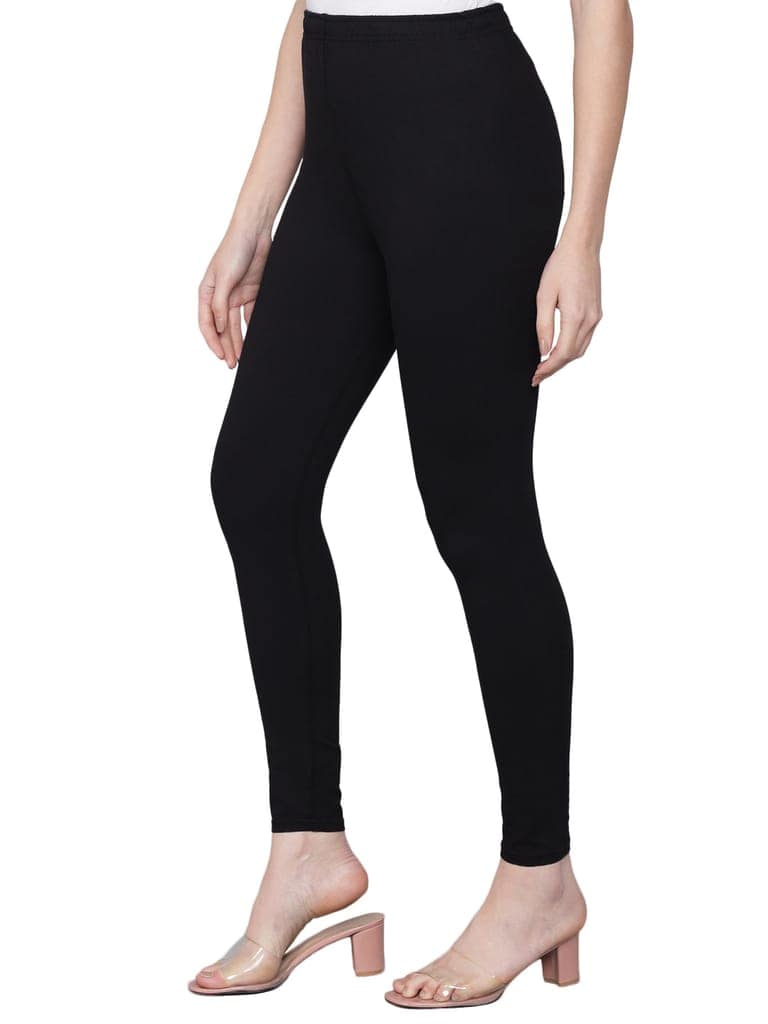 SOFT COLORS Women's Skinny Fit Ethnic Wear Ankle Length Leggings (Black) view 2