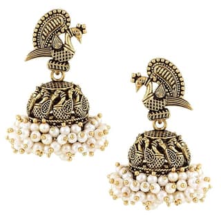 Peacock Pearl Jhumka Earrings