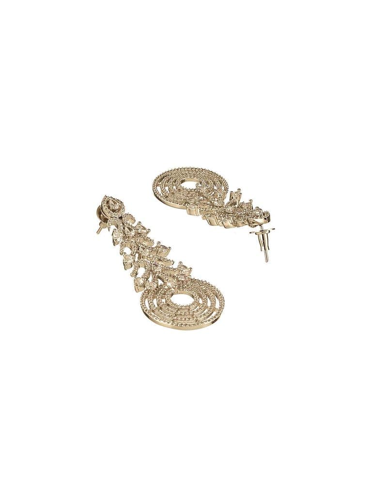 Silver Toned AD Zircon Studded Designer Spiral Long Earrings view 6