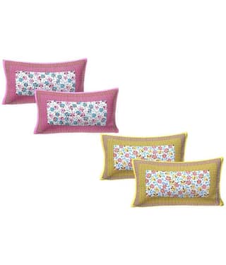 AJ Home Pack of 4 Cotton Multi Pillow Cover (17 X 27 Inch)
