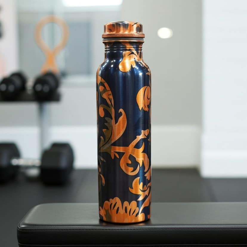 Copper Water Bottle 900 ML | Pure Copper Ayurvedic Hydration Bottle , Height : 11 Inch (BCMAS202 G) view 2