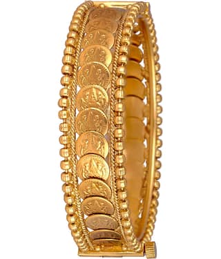 Temple 1g Gold Plated Laxmi Coin Openable Kada for Women and Girls