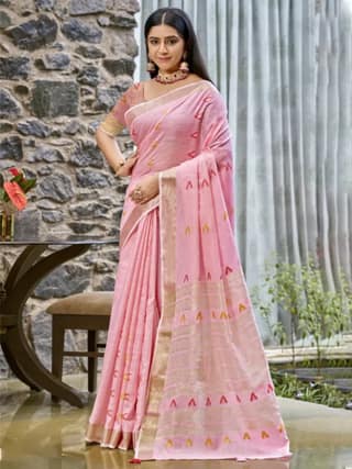 Pink Cotton Saree