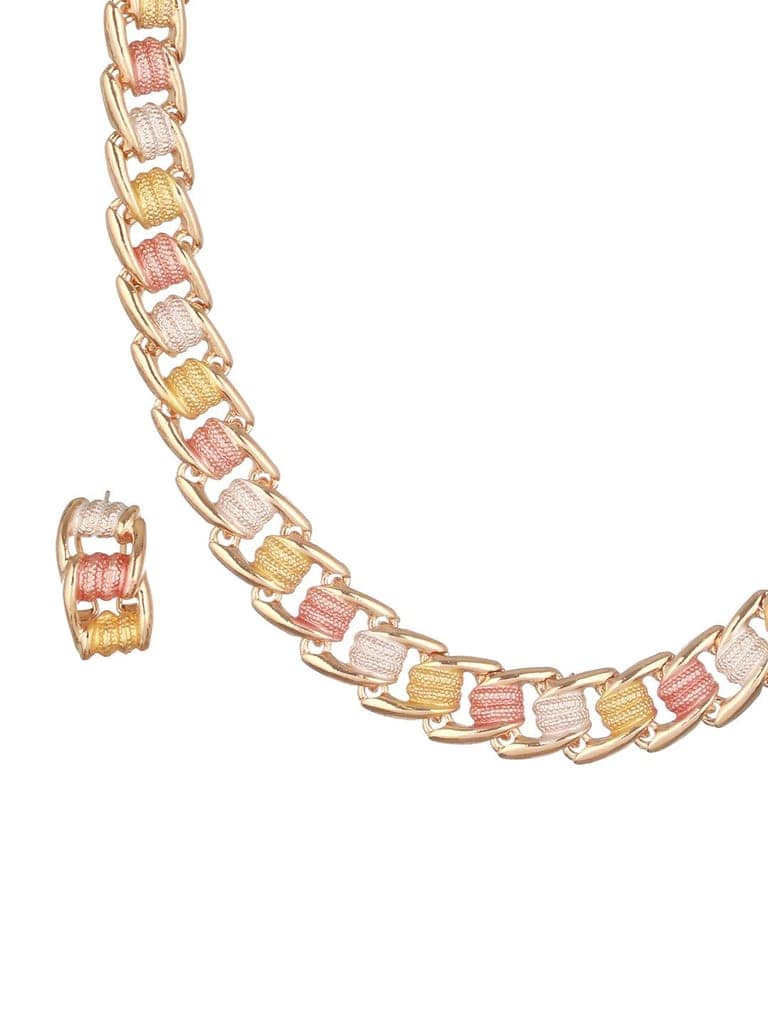 Anti-Tarnish Rose Gold Plated Tricolor Combo Jewellery Set view 6
