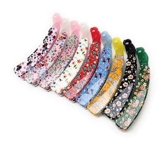 BIRDWARE Products Colorful Floral Banana Hair Clip Classic Clincher Comb Fashionable Printed Twist Clip Banana Clips Hair Comb Claw Grips Clamp for Girl and Women (PACK OF 9) BIRDWARE Products Colorful Floral Banana Hair Clip Classic Clincher Comb Fashio