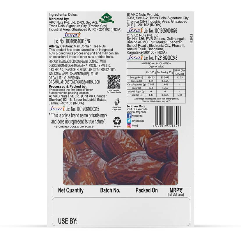 Nutraj Kalmi Dates 500gm (Khajur/Khajoor) view 3