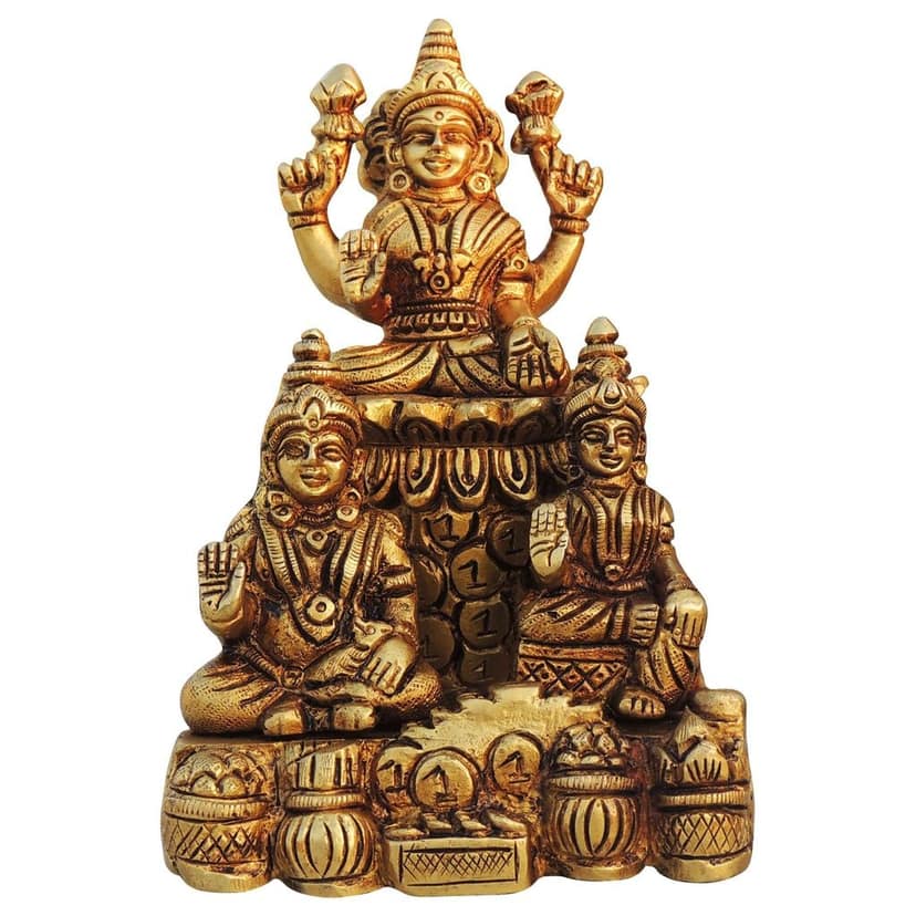 Brass Laxmi Kuber Idol - Prosperity & Wealth God Showpiece, Height : 6 Inch (BSMAS1329 C) view 3