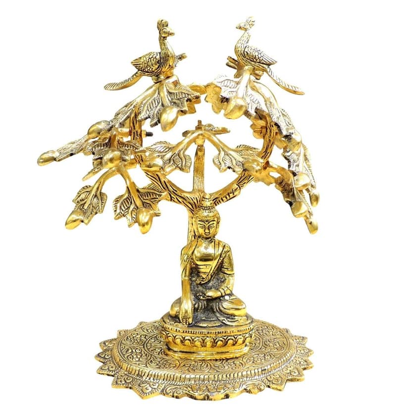 Aluminium Buddha Under Bodhi Tree Statue | Meditation Home Decor, Height : 13 Inch (ASMAS524 C) view 2