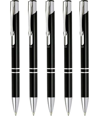 UJJi Gloss Black Color Retractable Pack of 5pcs (Blue Ink) Ball Pen