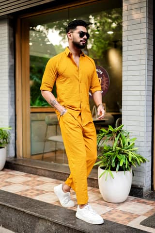 Mustard Premium Textured Co-Ords Set