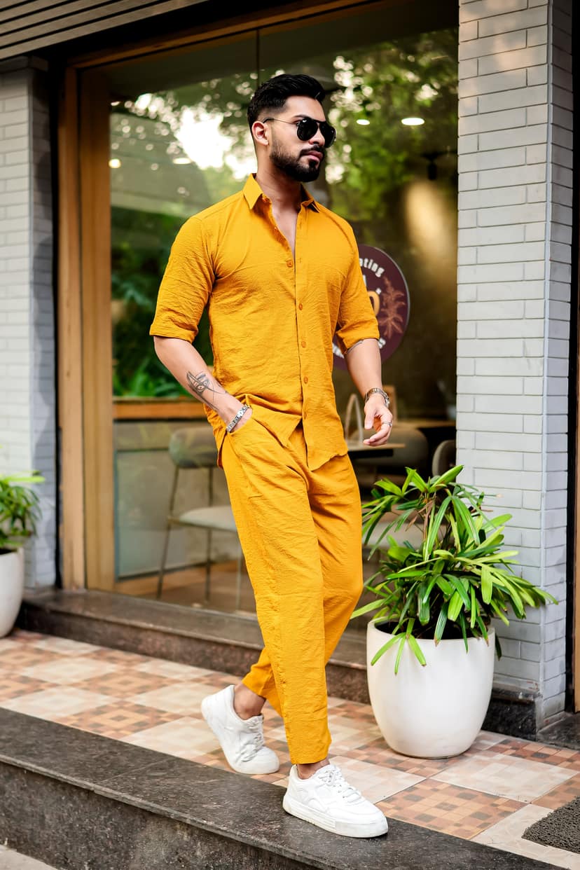 Mustard Premium Textured Co-Ords Set