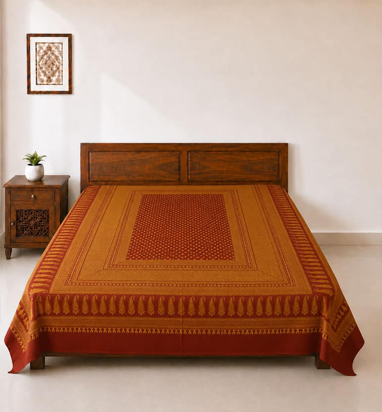 Hand Block Printed Bagh Cotton Double Bedsheet