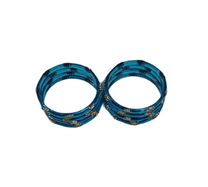 Blue Glass Bangles with Golden Beads view 2
