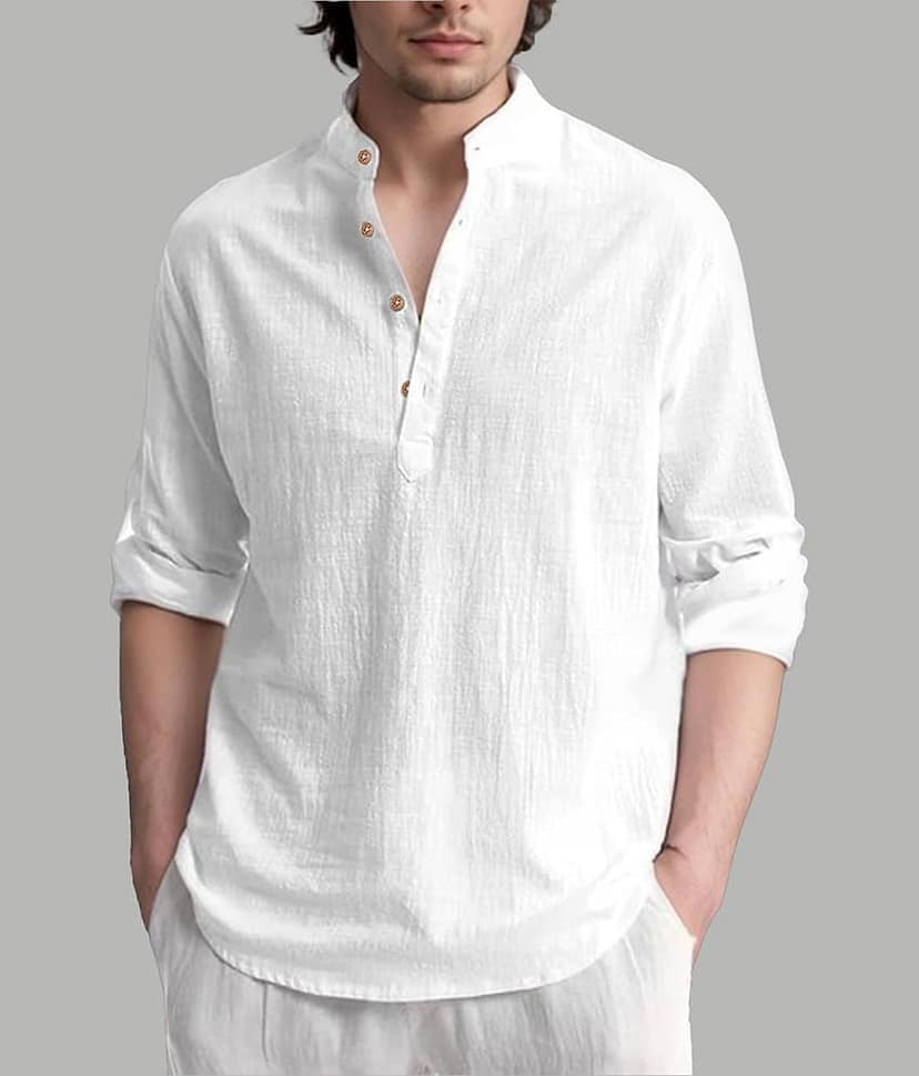 TrendiVastra Light Green Cotton Blend Men's Shirt Style Kurta ( Pack of 1 )