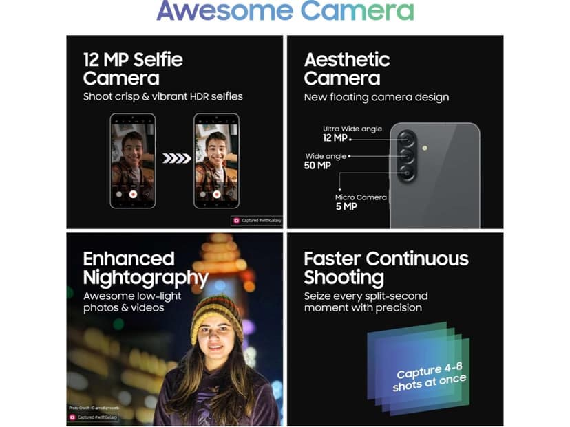 Samsung A56 5G Smartphone, 8GB RAM, 128GB Storage - Awesome Graphite view 4