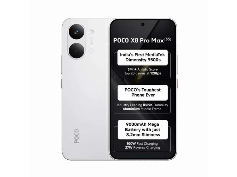 Poco X8 Pro Max Smartphone, 5G 12GB RAM, 512GB Storage - White