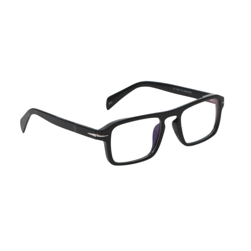 4Flaunt Full Rim Anti Glare Zero Power Rectangular Spectacle Frame | Lightweight, Sturdy & Trending | UV Protection Specs | Men & Women | Medium (Black) view 3