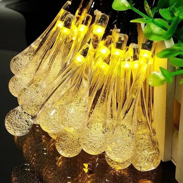 SPARKWORLD 14-LED Water Drop Fairy String Lights 10 ft Copper Wire, Warm White, Plug-In view 2