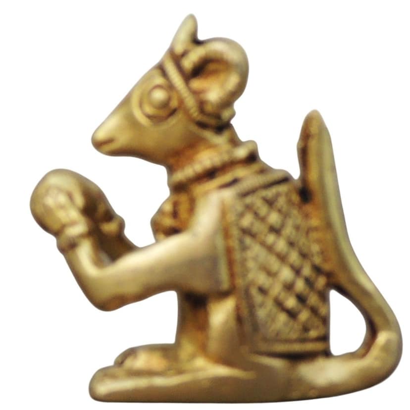 Brass Rat God Idol Statue | Religious Brass Mouse Idol for Temple, Height : 2.5 Inch (BSMAS1051 D) view 2