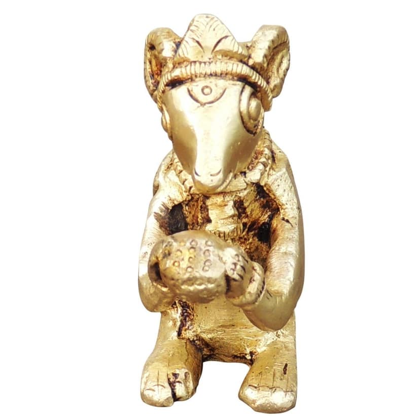 Brass Rat God Idol Statue | Religious Brass Mouse Idol for Temple, Height : 2.5 Inch (BSMAS1051 D) view 3