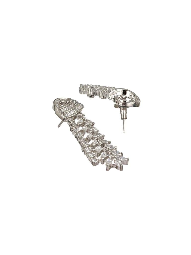 White Rhodium Cubic Zircon Studded Luxe Necklace Jewellery Set view 5