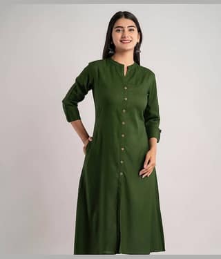 MAUKA - Green Rayon Women's A-line Kurti ( Pack of 1 )