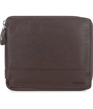 Walrus Faux Leather Solid Men's Two Fold Wallet With 4 Slots For Card ( Brown , Pack of 1 )