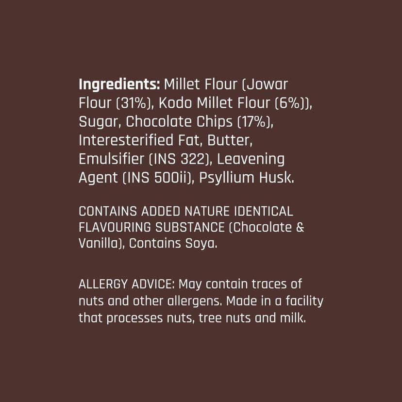 Kiru Millet Chocolate Chip Cookies | Pack of 3 | Healthy Cookies | Gluten Free Biscuit | Healthy Snacks | Millet Biscuits | Millet Snacks | Choco Chip Cookies | Biscuits For Kids | Millet Cookies view 3