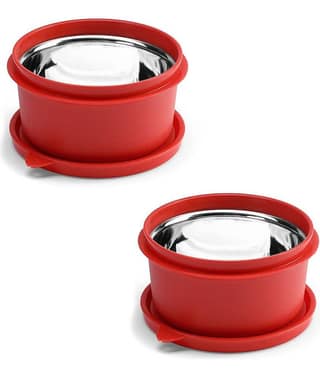 Oliveware Steel Red Food Container ( Set of 2 )