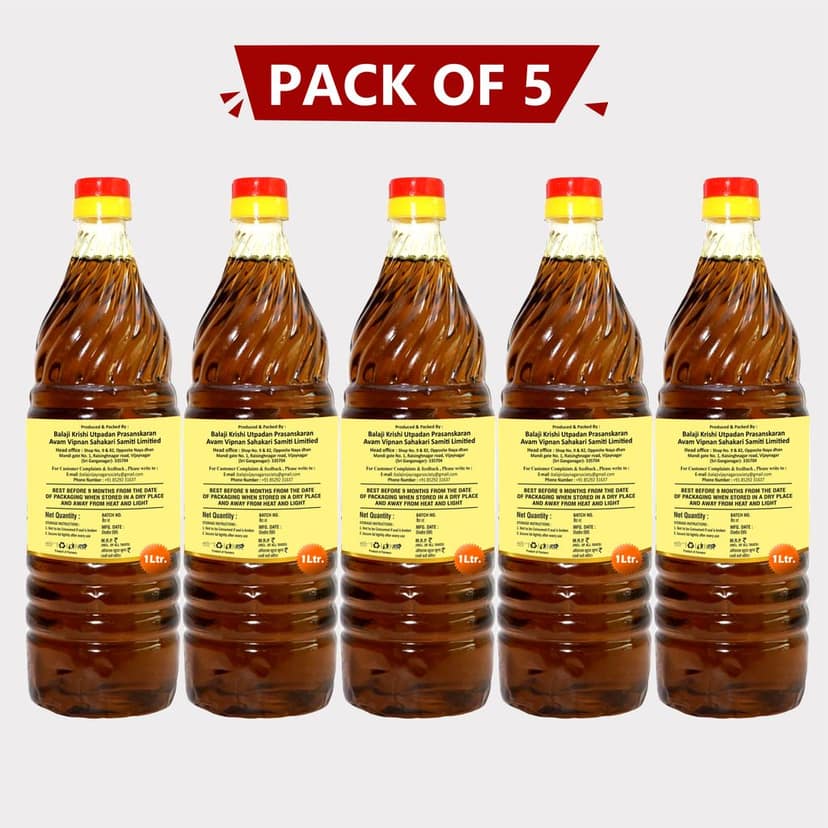 Mustard Oil, 1 Litre, pack of 5 view 2