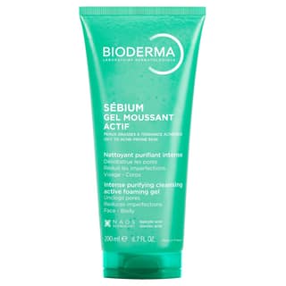 Bioderma Sebium Gel Moussant Actif Intense Purifying Cleansing Foaming Gel with Salicylic & Glycolic acid |Oily and Acne-Prone Skin, 200ml Bioderma Sebium Gel Moussant Actif Intense Purifying Cleansing Foaming Gel with Salicylic & Glycolic acid |Oily and