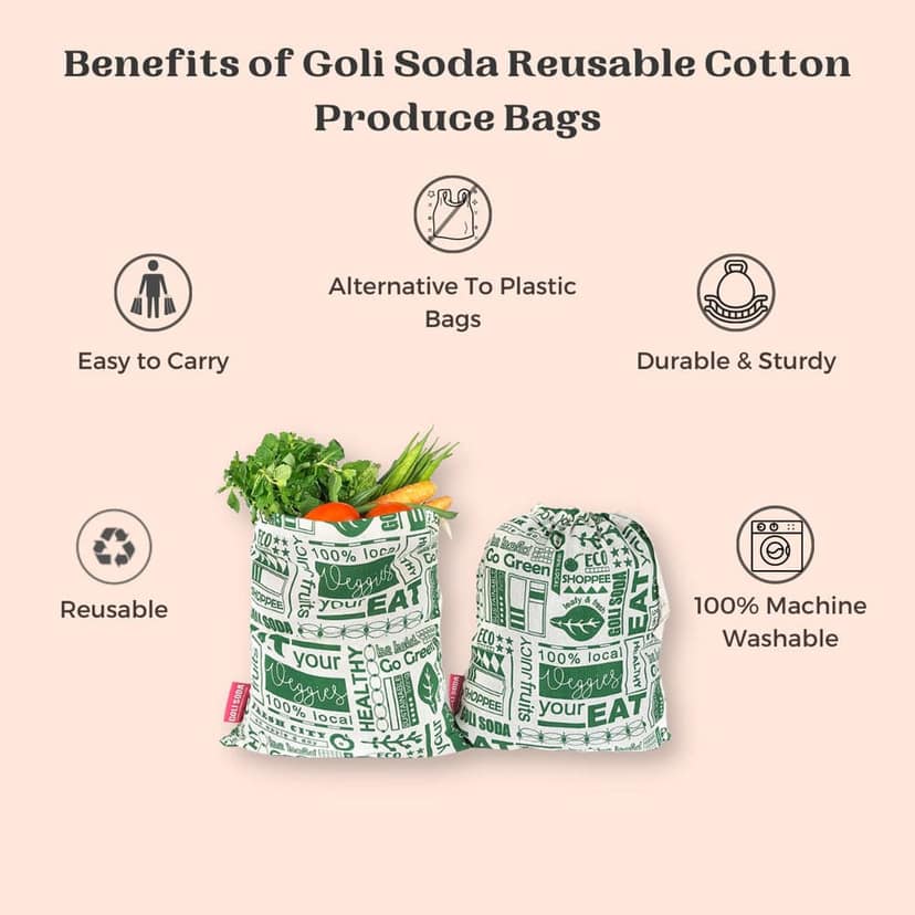 Goli Soda Reusable Cotton Produce Bags For Storage Go Green - Small view 2