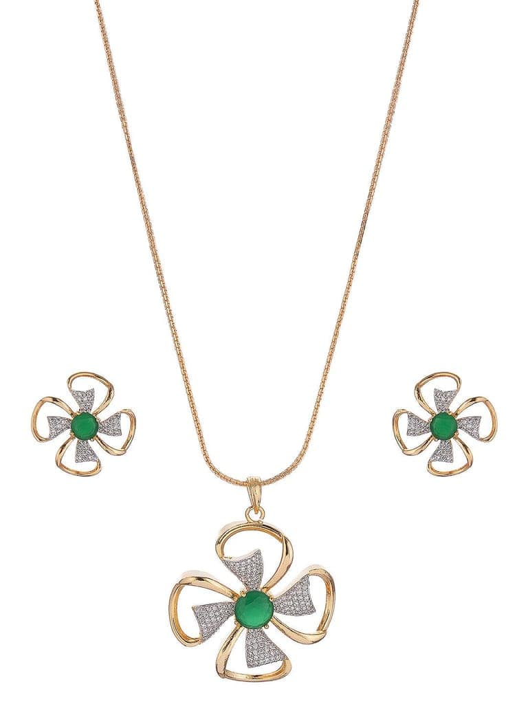Gold Toned AD Studded Designer Minimal Floral Pendant Jewellery Set view 7